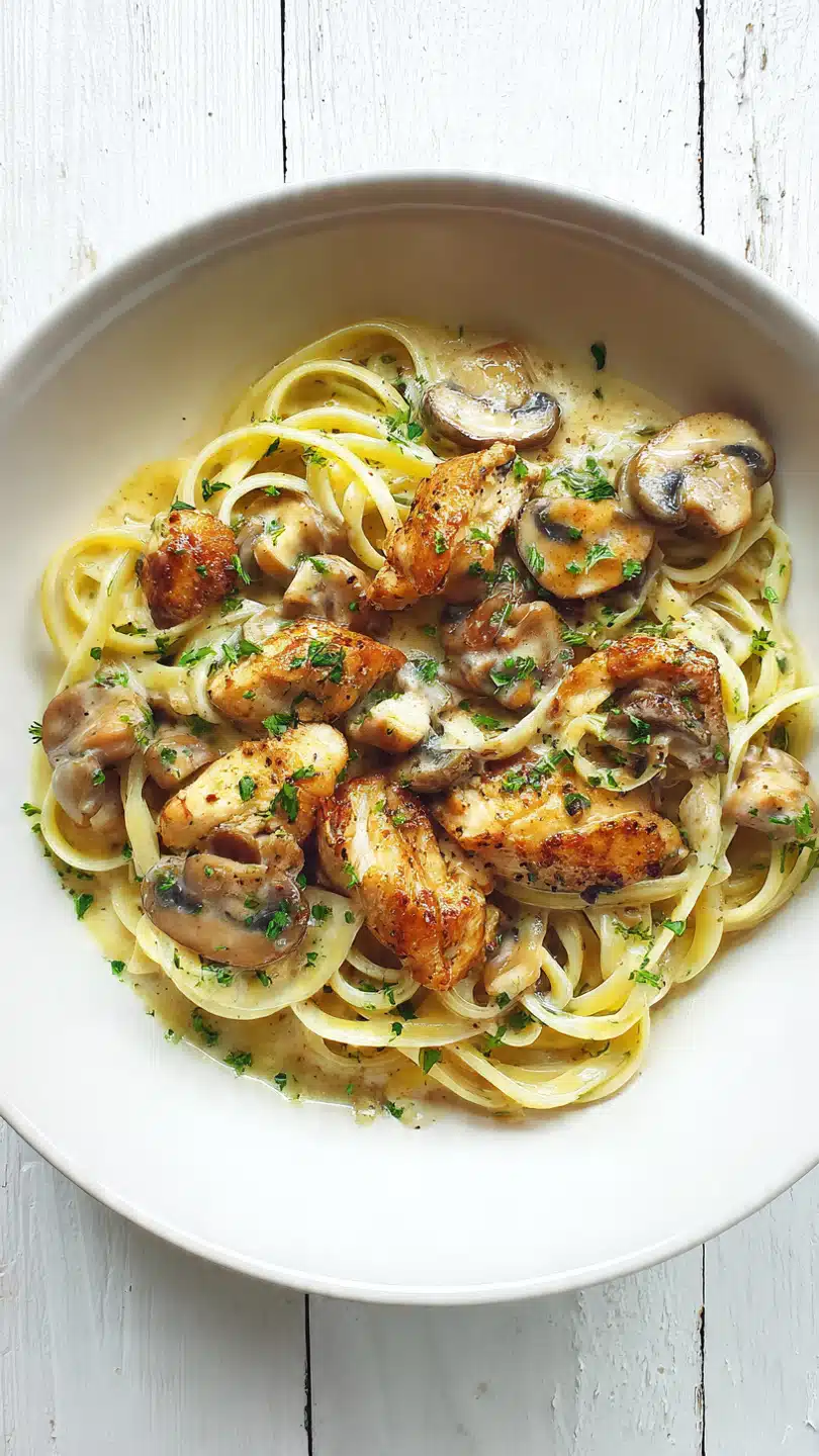 Garlic Mushroom Chicken Pasta