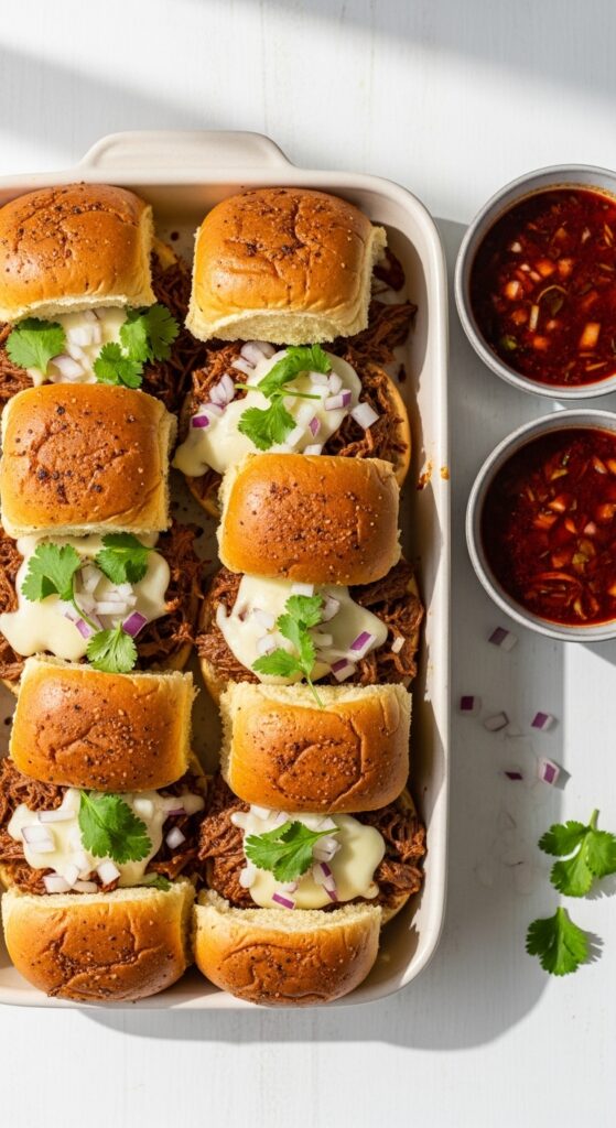 Cheesy Birria Taco Sliders