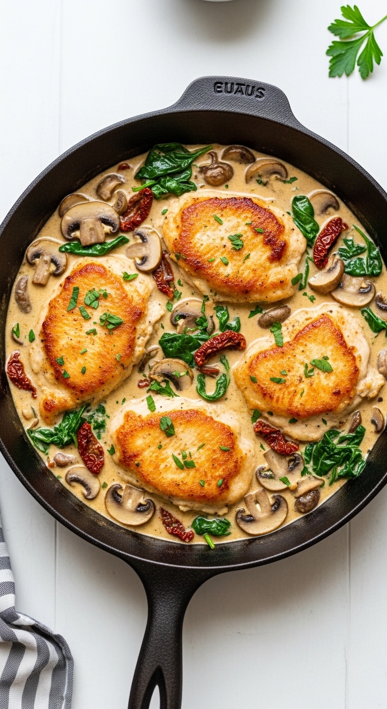 Tuscan Garlic Mushroom Chicken