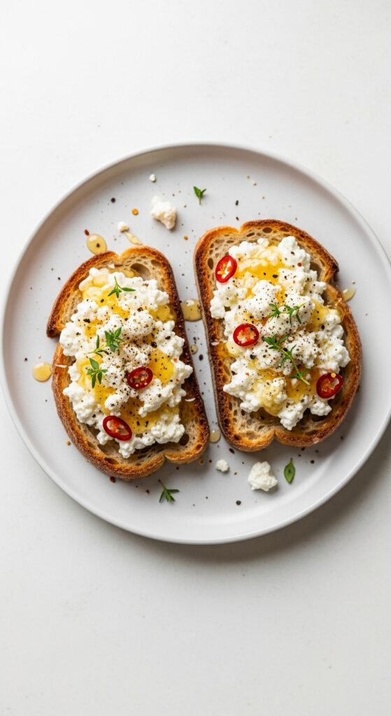 Cottage Cheese Toast with Hot Honey & Feta