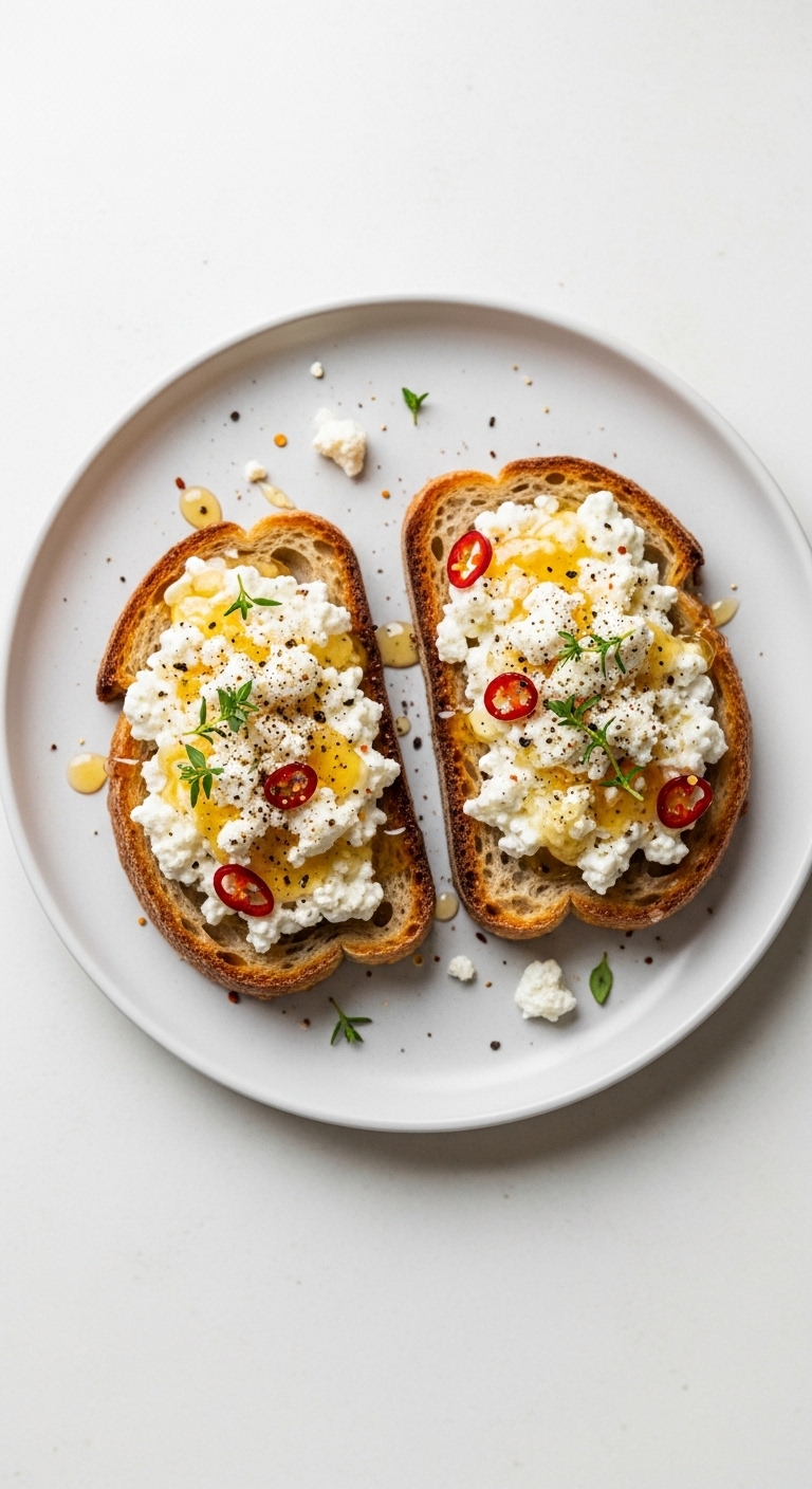 Cottage Cheese Toast with Hot Honey & Feta