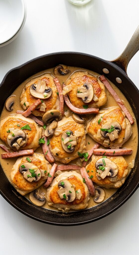 Smoked Turkey Garlic Mushroom Chicken